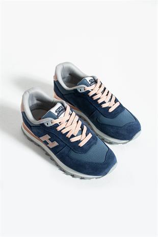 Hammer Jack Peru Hakiki Deri Koyu İndigo-Pudra Kadın Spor Ayakkabı