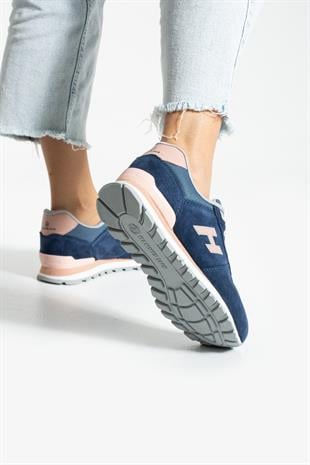 Hammer Jack Peru Hakiki Deri Koyu İndigo-Pudra Kadın Spor Ayakkabı