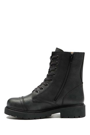 Hammer Jack Hakiki Deri Siyah Dock Step Outdoor Kadın Bot 