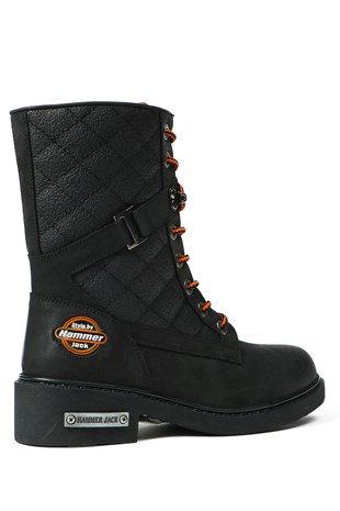 Hammer Jack Hakiki Deri Siyah Outdoor Kadın Bot 