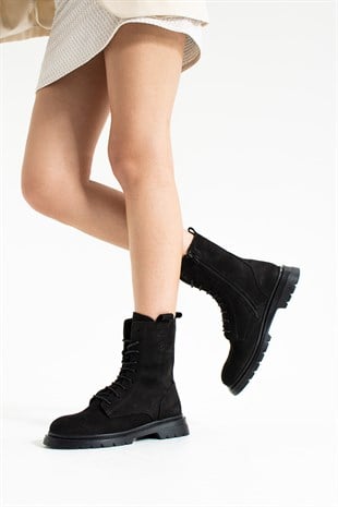 Hammer Jack Hakiki Deri Siyah Kadın Bot 
