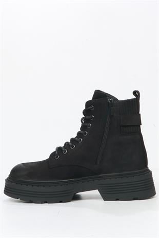 Hammer Jack Carmen Hakiki Deri Siyah Outdoor Kadın Bot 