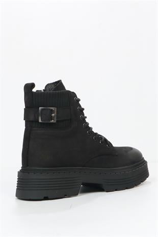 Hammer Jack Carmen Hakiki Deri Siyah Outdoor Kadın Bot 