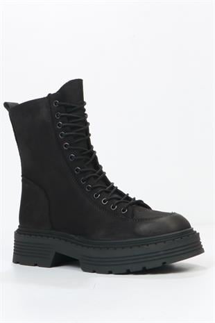 Hammer Jack Loberia Hakiki Deri Siyah Kadın Bot