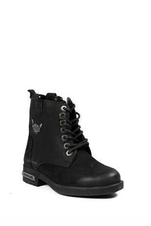 Hammer Jack Hakiki Deri Siyah Yıkama Nubuk Erkek Çocuk Bot 