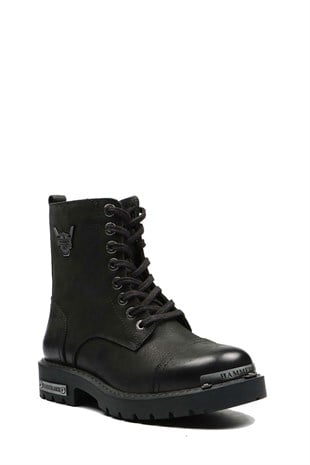 Hammer Jack Hakiki Deri Siyah Yıkama Nubuk Kadın Bot