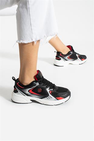 Hammer Jack Songa Siyah Kırmızı Kadın Spor Ayakkabı