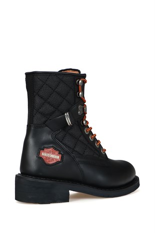 Harley Davıdson Siyah Deri Kadın Bot 