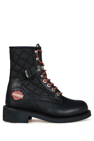 Harley Davıdson Siyah Deri Kadın Bot 