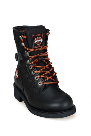 Harley Davıdson Siyah Deri Kadın Bot 