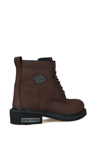 Harley Davidson Gibson Hakiki Deri Koyu Kahve Crazy Erkek Bot