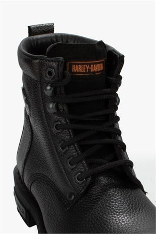 Harley Davidson Gibson Baskılı Deri Siyah Erkek Bot
