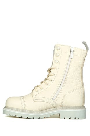 Harley Davidson Colmar Bej Hakiki Deri Kadın Bot 