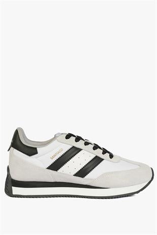 Hammer Jack Hakiki Deri Santiago Beyaz Siyah Kadın Spor Ayakkabı