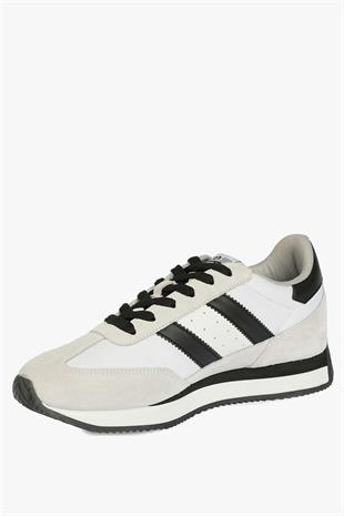 Hammer Jack Hakiki Deri Santiago Beyaz Siyah Kadın Spor Ayakkabı