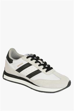 Hammer Jack Hakiki Deri Santiago Beyaz Siyah Kadın Spor Ayakkabı