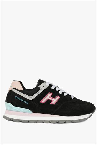 Hammer Jack Chile Hakiki Deri Siyah Pembe Mavi Kadın Spor Ayakkabı