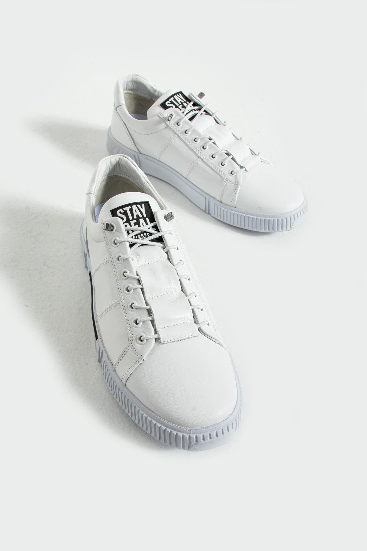 Hammer Jack Basel Hakiki Deri Beyaz Siyah Erkek Günlük Ayakkabı