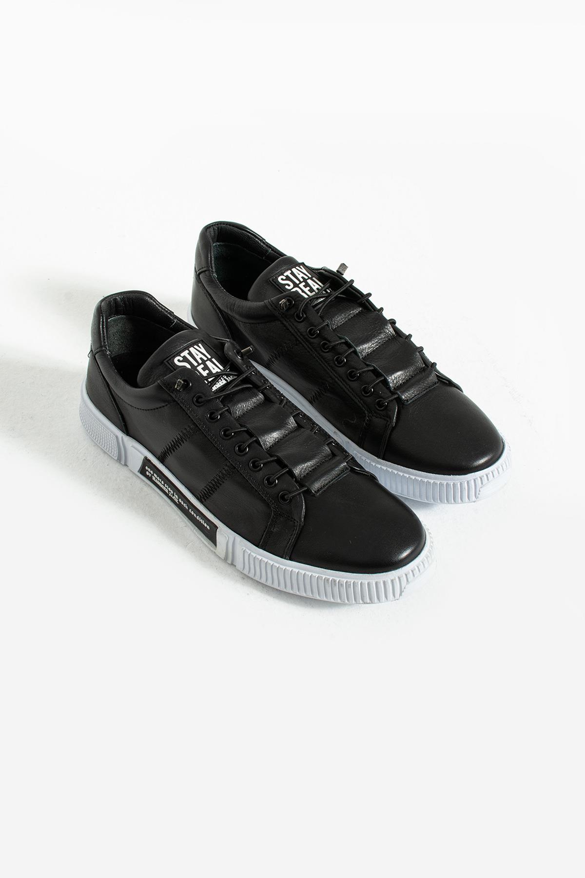 Hammer Jack Basel Hakiki Deri Siyah Erkek Günlük Ayakkabı Hammer Jack