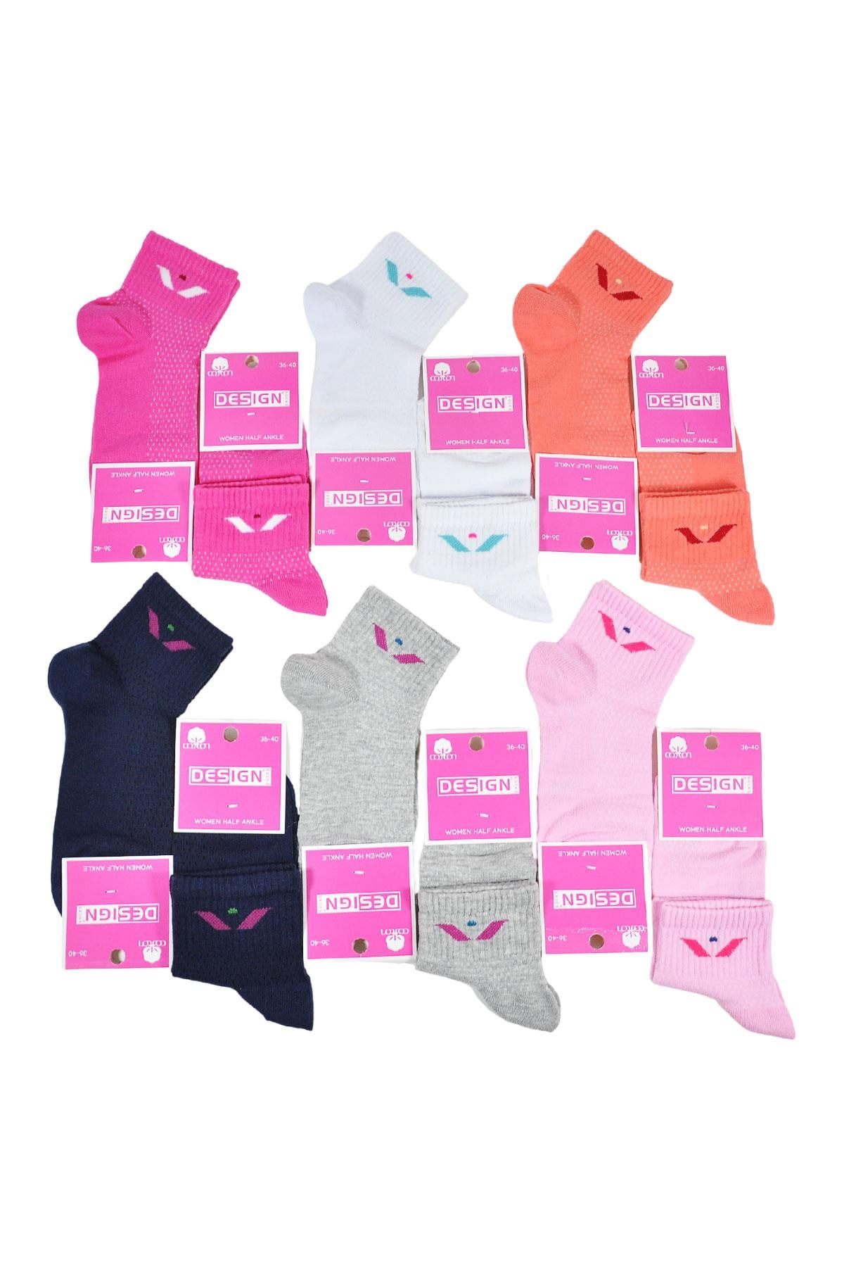 Arma Desenli Yarım Konç Kadın Çorabı - Asorti - 36-40 Numara - %70 Pamuk | Design Socks