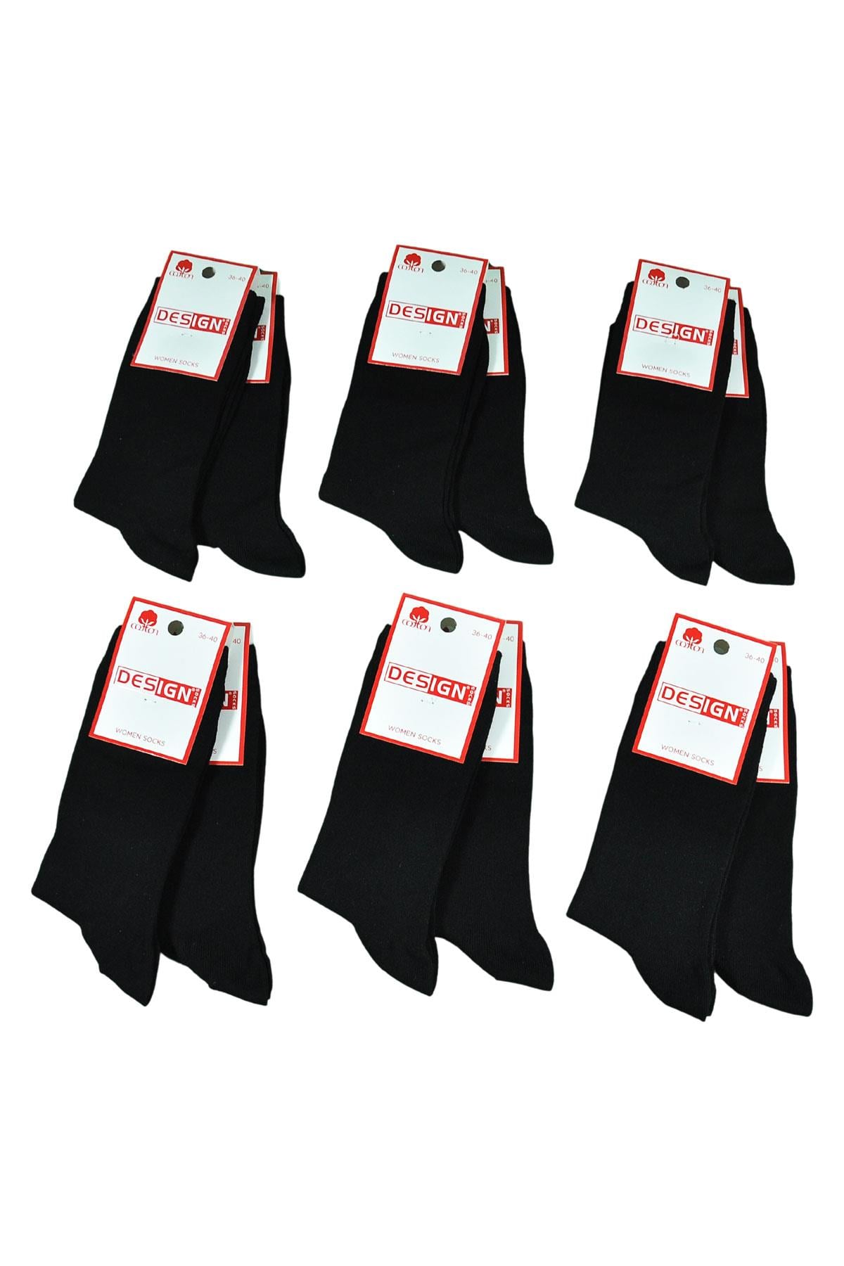 Düz Siyah Soket Kadın Çorabı - 36-40 Numara - %70 Pamuk | Design Socks