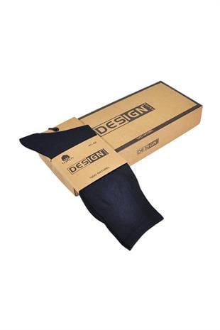 %100 Pamuk Soket Erkek Çorabı - 40-42 / 43-45 - Lacivert - 6 Çift | Design Socks