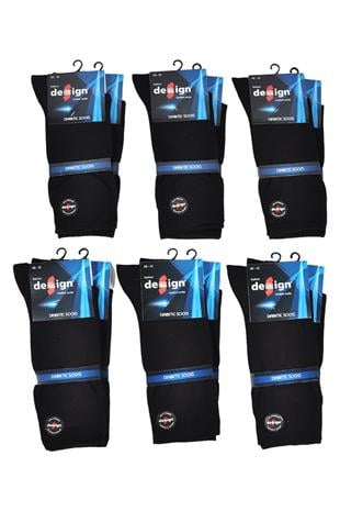 Düz Siyah Şeker (Diyabet) Soket Erkek Çorabı - 40-42 / 43-45 Numara | Design Socks