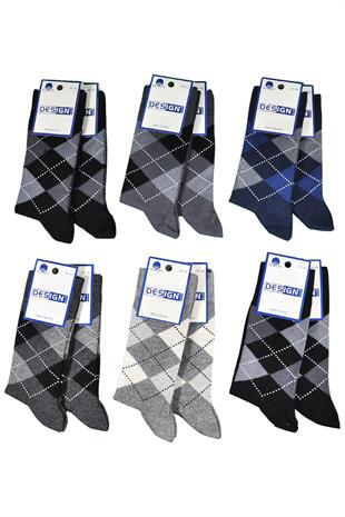 Ekose Desenli Soket Erkek Çorabı - 39-42 / 43-46 Numara - %80 Pamuk - Asorti | Design Socks