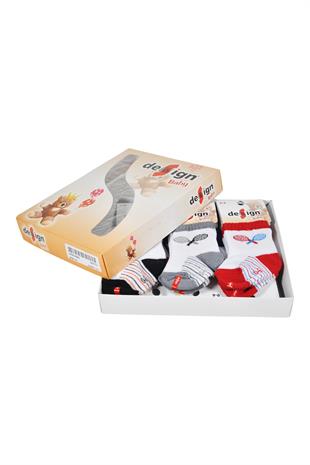 Raket Desenli Soket Bebek Çorabı - Asorti - 0-24 Ay - %80 Pamuk | Design Socks