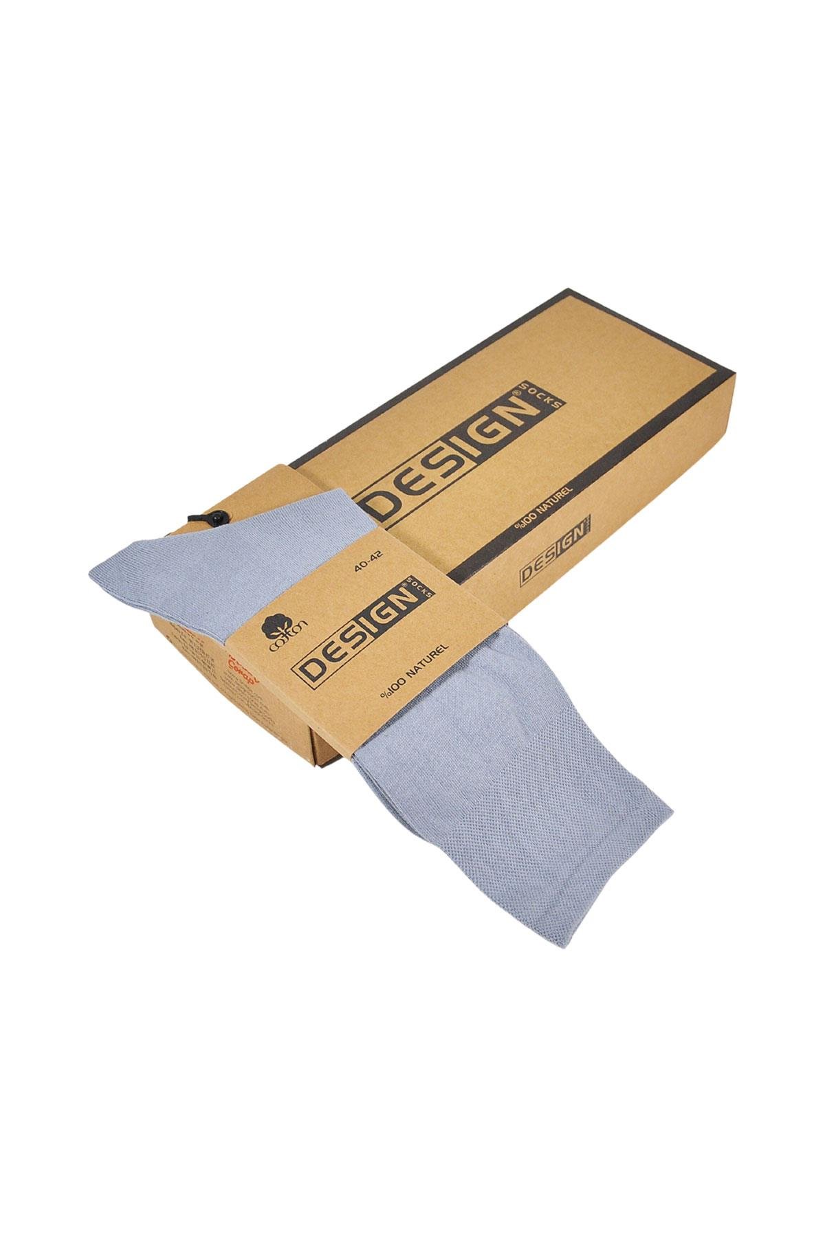%100 Pamuk Soket Erkek Çorabı - 40-42 / 43-45 - Gri - 6 Çift | Design Socks