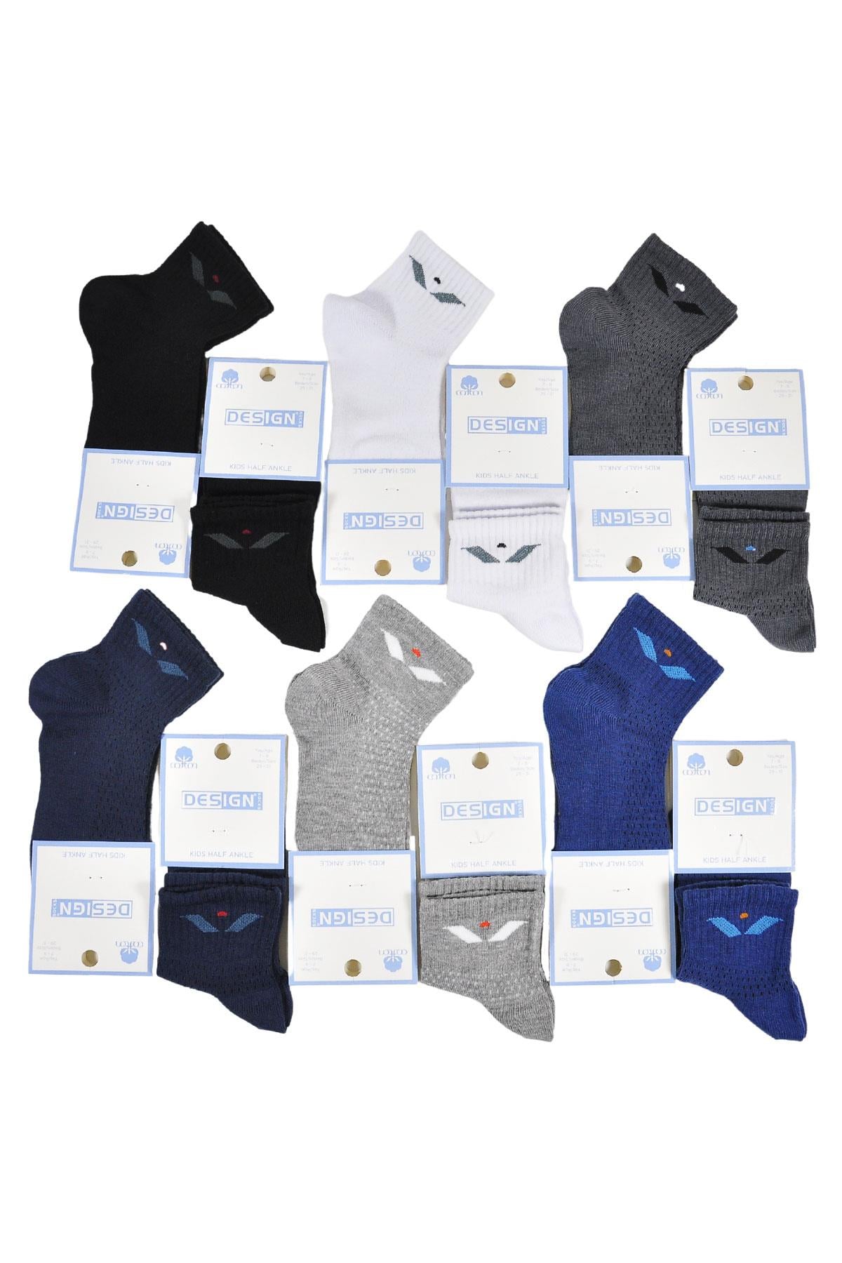 Arma Desenli Yarım Konç Çocuk Çorabı - Asorti - 1 Yaş / 11 Yaş- %70 Pamuk | Design Socks