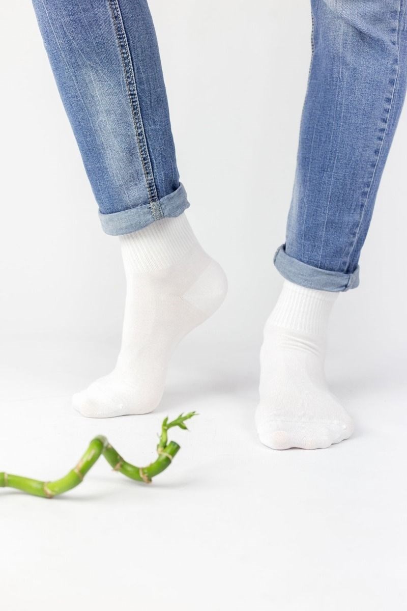 Bambu Yarım Konç Erkek Çorabı - Beyaz -  39-42 / 43-46 Numara %70 Bambu 12 Çift