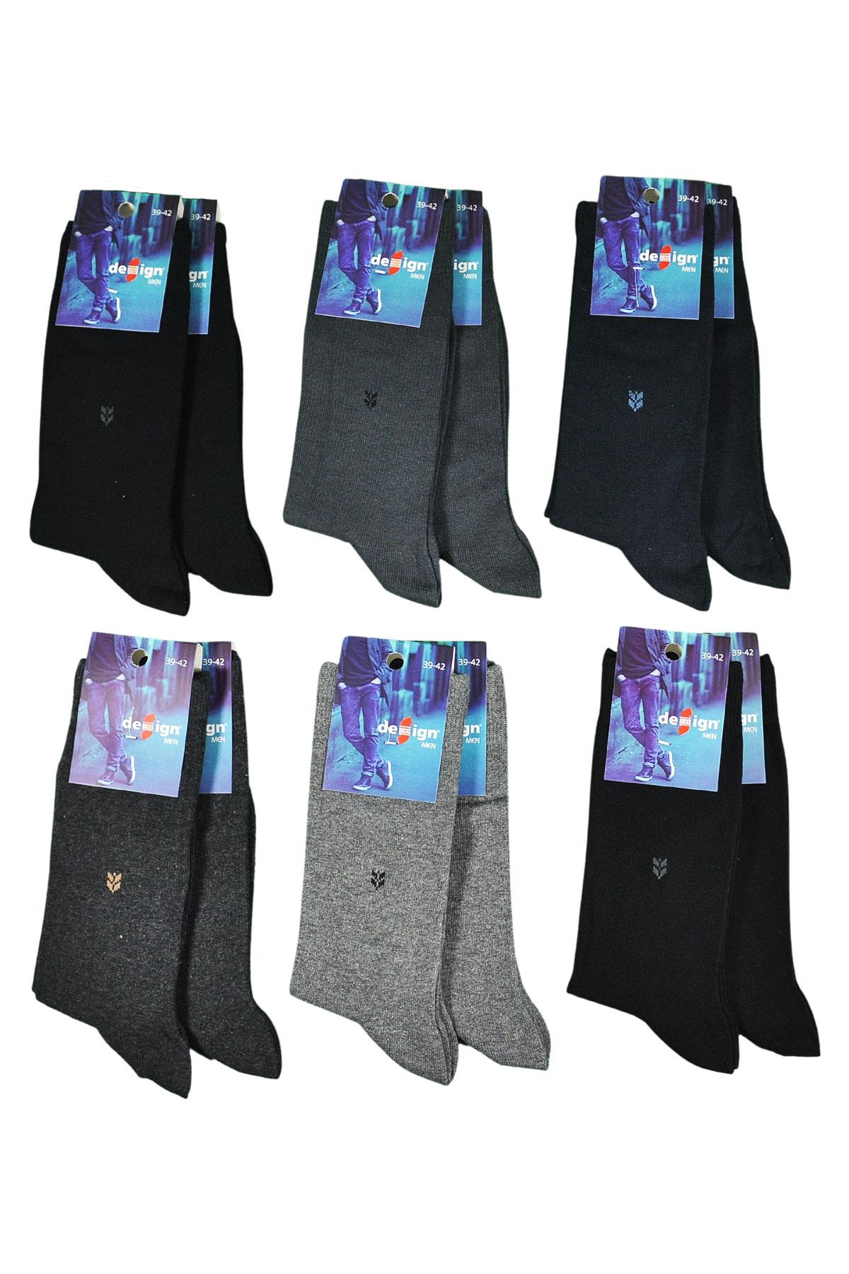 Başak Desenli Soket Erkek Çorabı - 39-42 / 43-46 Numara - %80 Pamuk - Asorti | Design Socks