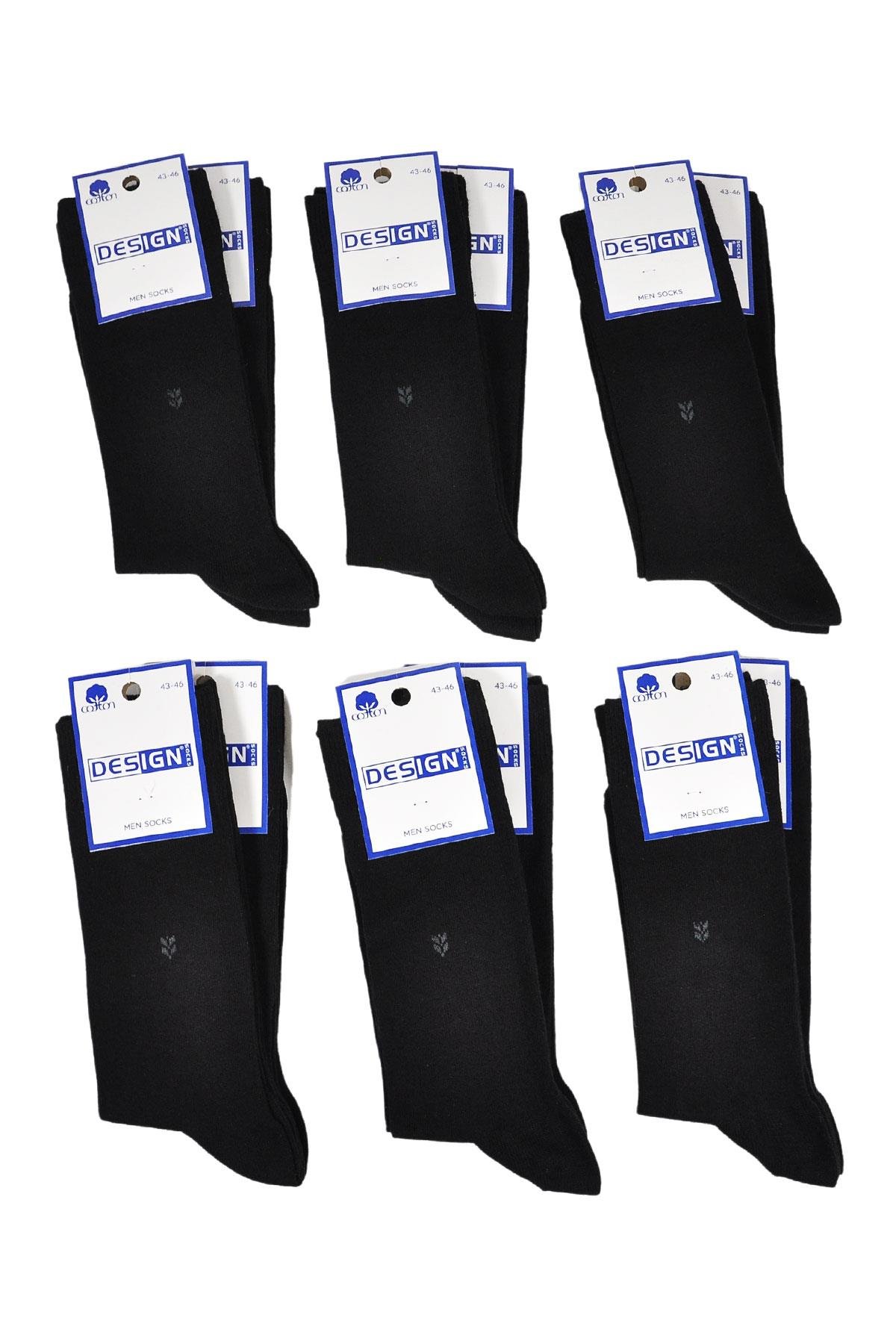 Başak Desenli Soket Erkek Çorabı - 39-42 / 43-46 Numara - %80 Pamuk - Siyah | Design Socks