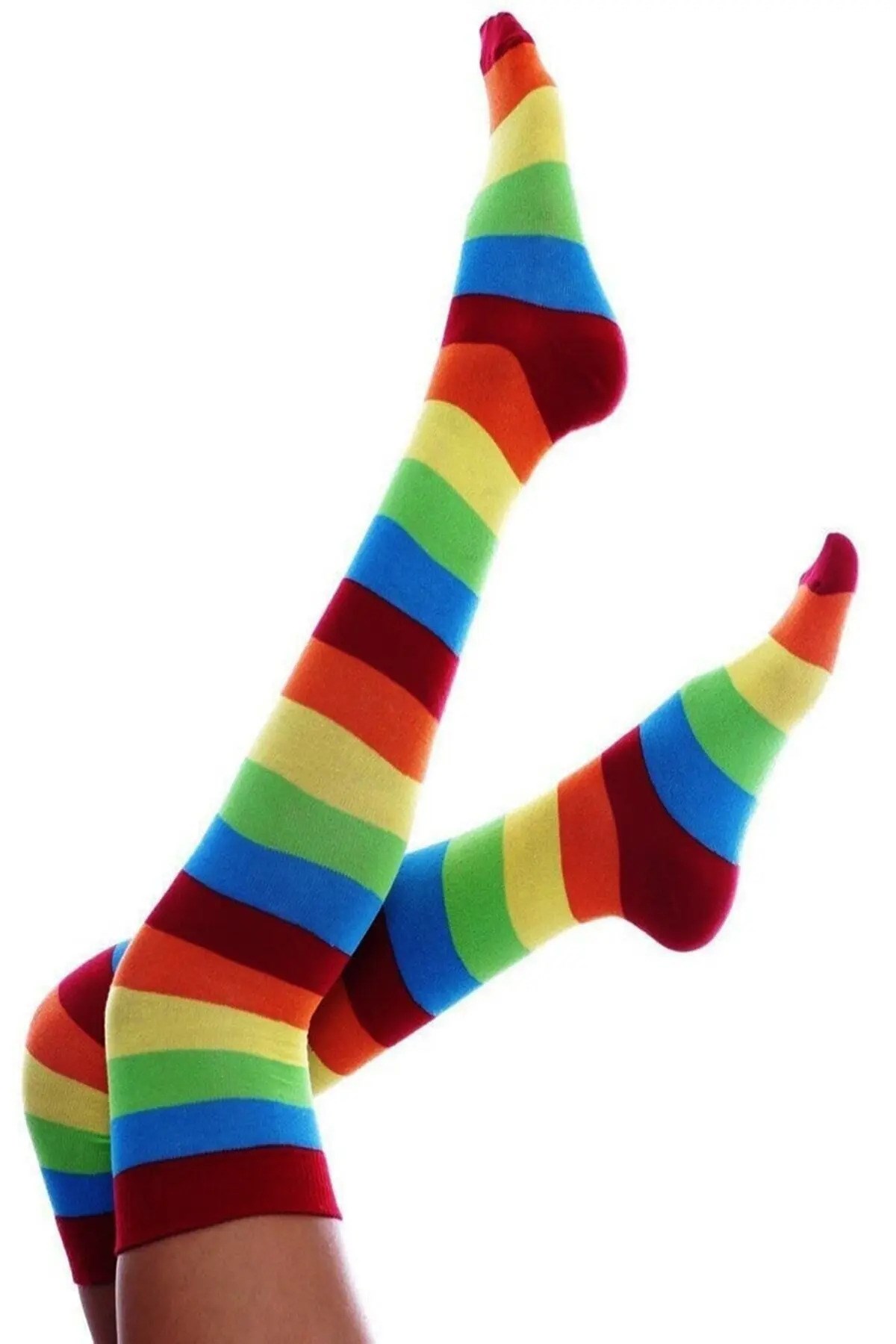 Diz Üstü Kadın Çorabı Çem-2 Kalın Gökkuşağı - 36-40 Numara - %70 Pamuk | Design Socks