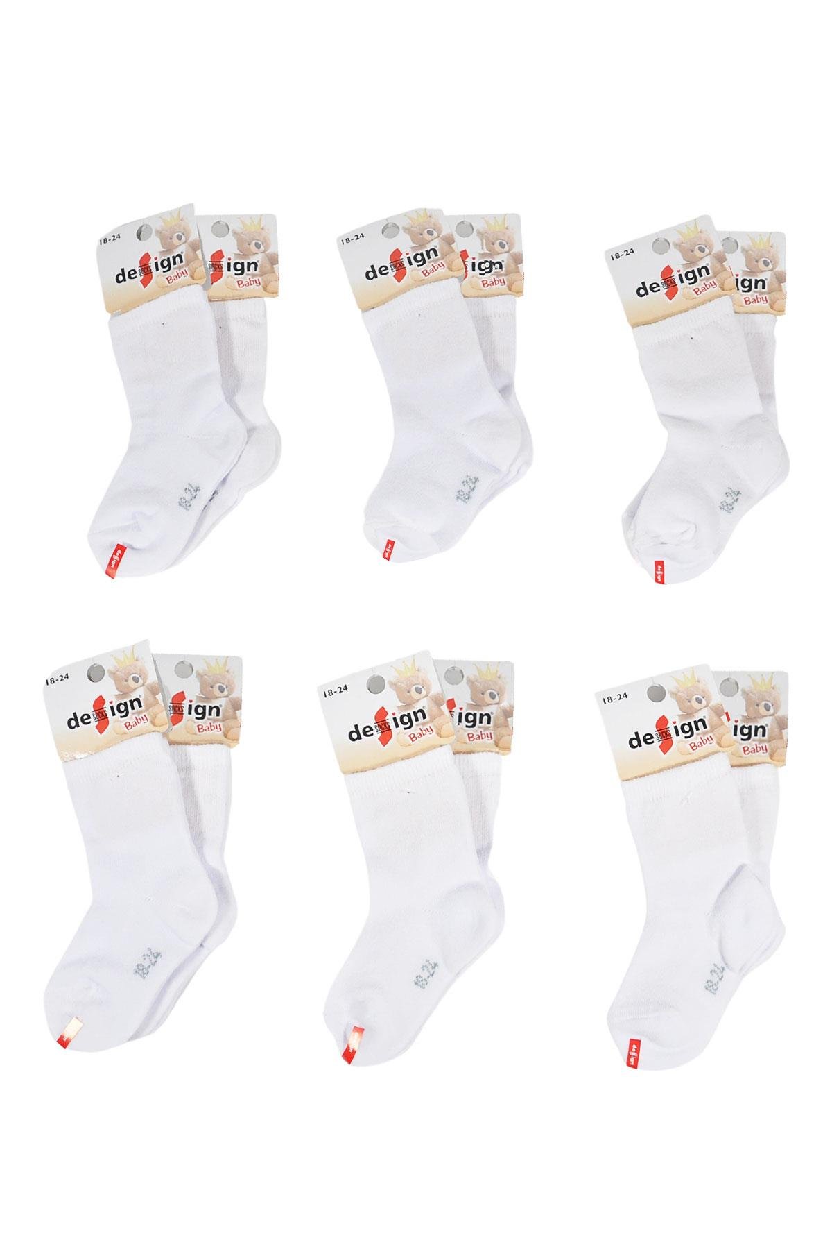 Düz Beyaz Soket Bebek Çorabı - Beyaz - 0-24 Ay - %80 Pamuk | Design Socks