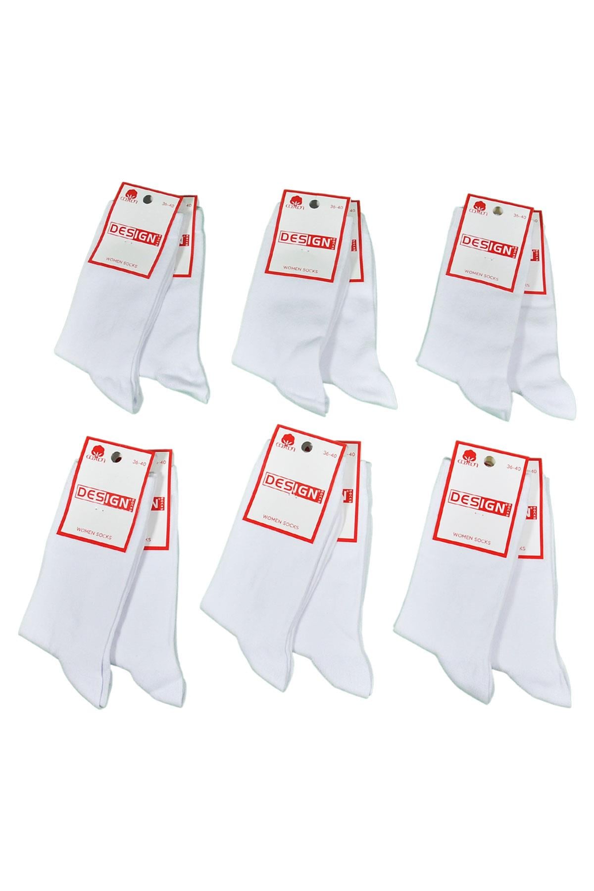Düz Beyaz Soket Kadın Çorabı - 36-40 Numara - %70 Pamuk | Design Socks