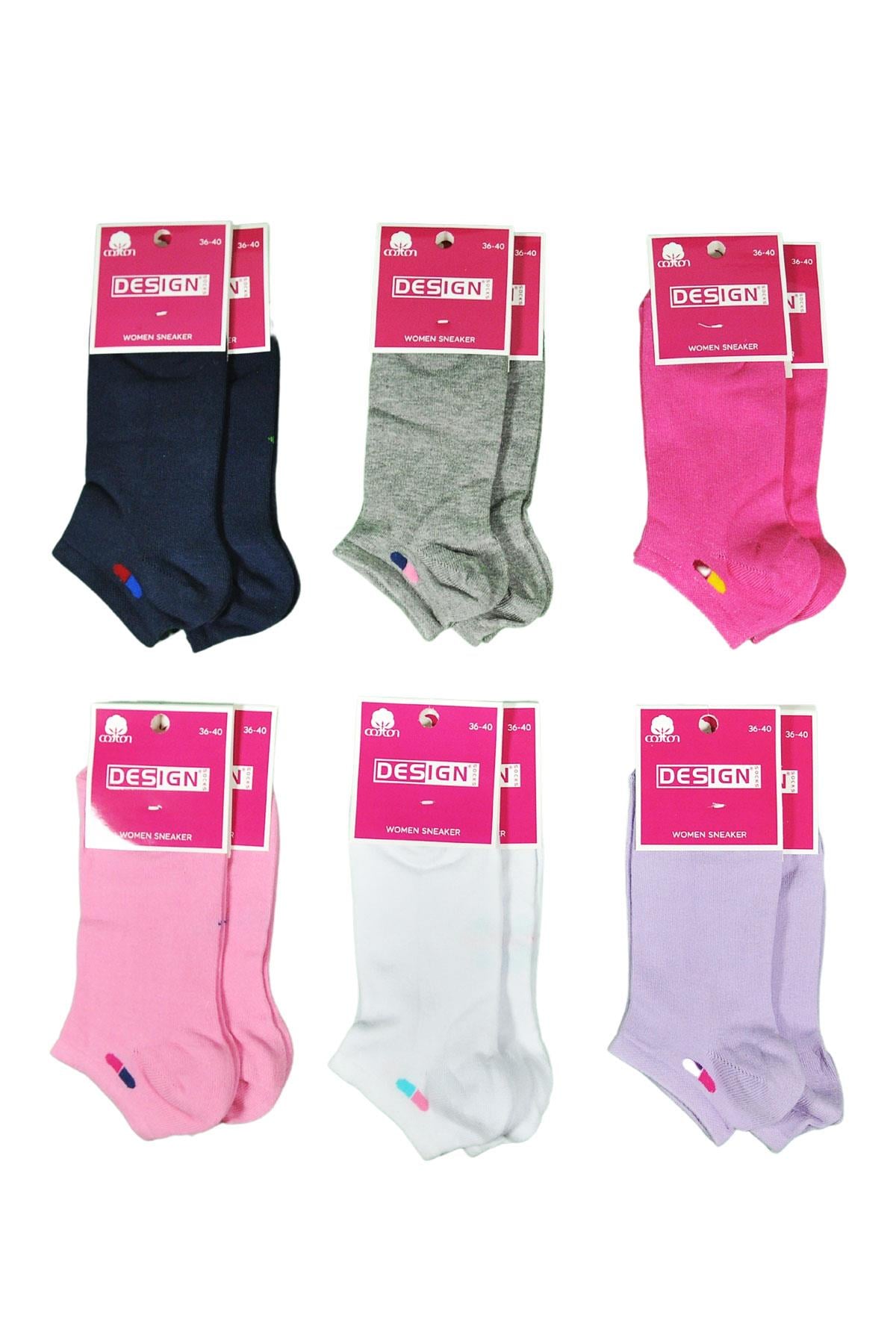 Kapsül Desenli Patik Kadın Çorabı - Asorti - 36-40 Numara - %70 Pamuk | Design Socks