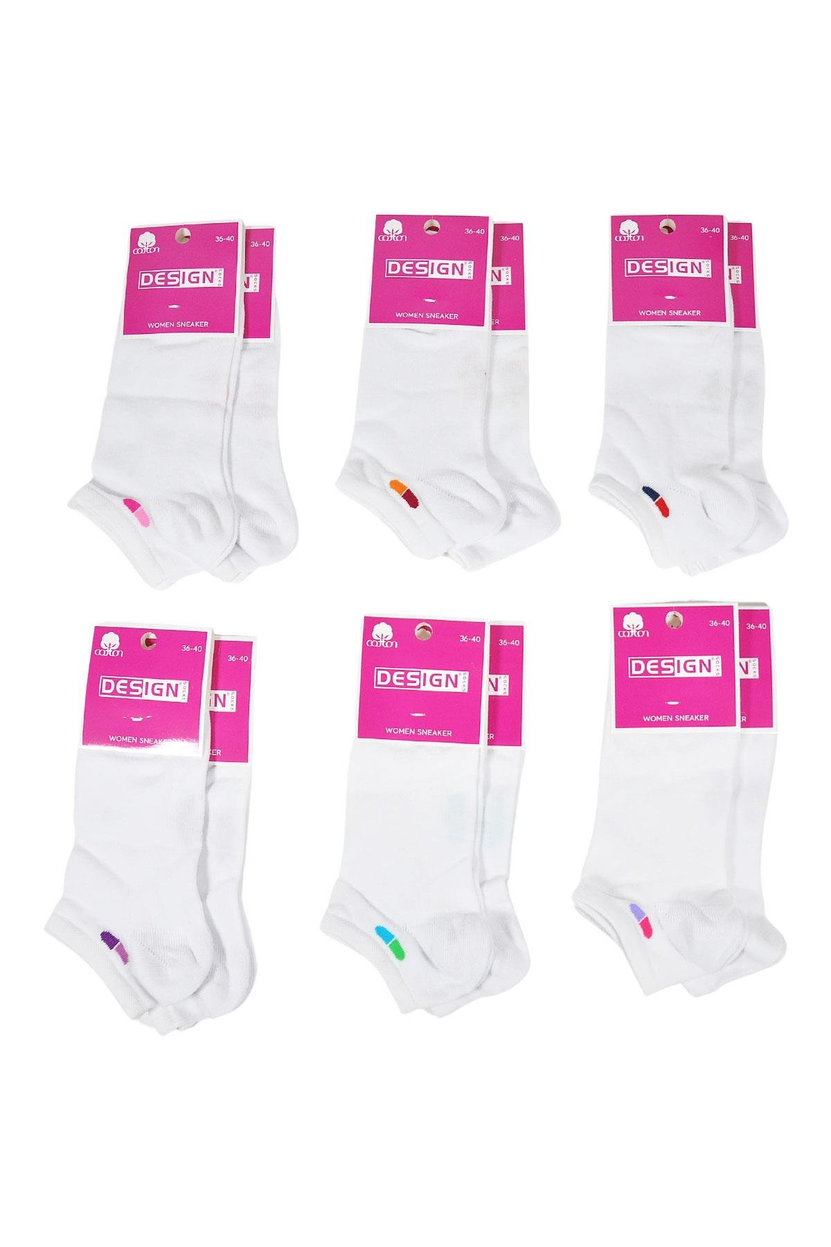 Kapsül Desenli Patik Kadın Çorabı - Beyaz - 36-40 Numara - %70 Pamuk | Design Socks
