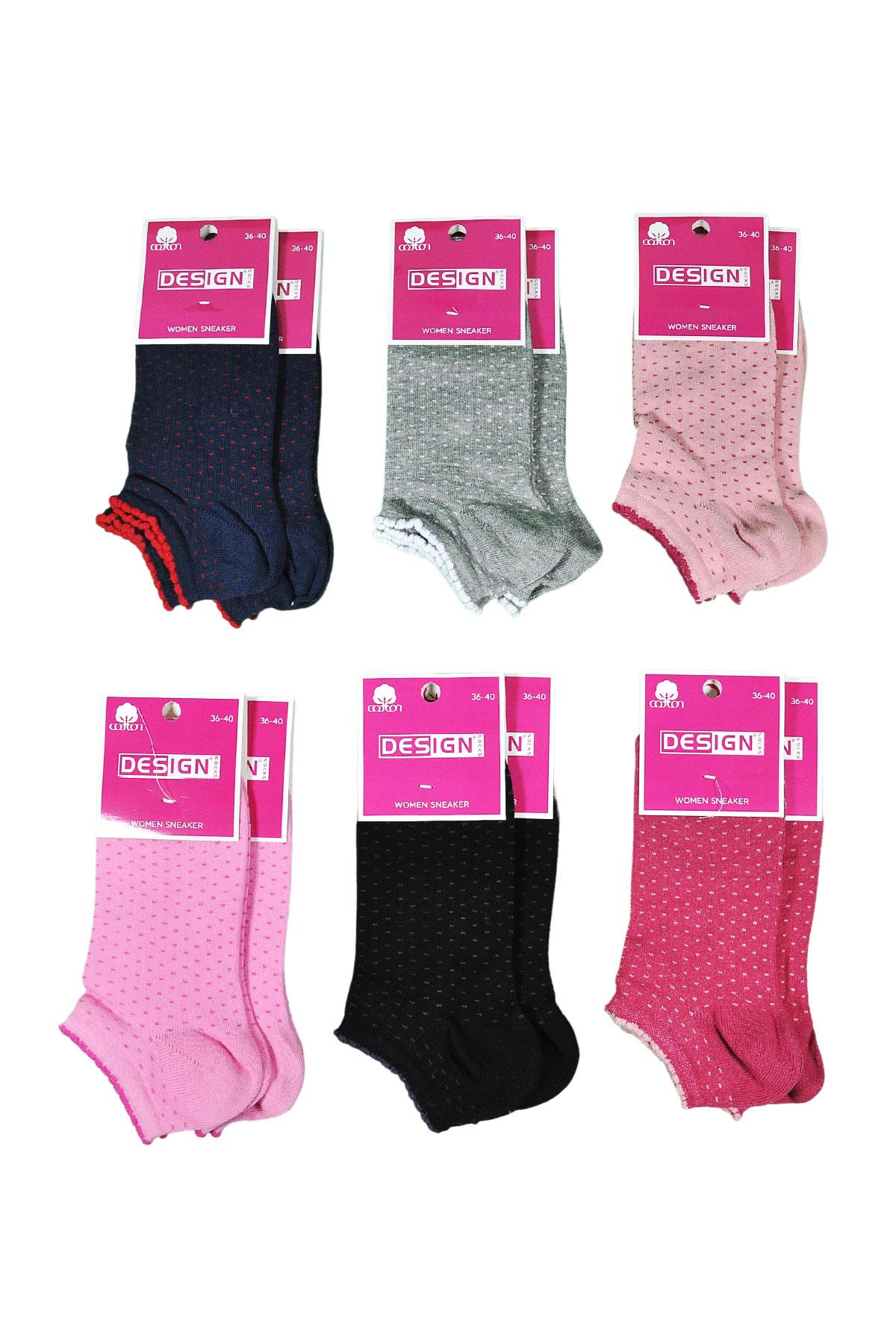 Puan Nokta Desenli Patik Kadın Çorabı - Asorti - 36-40 Numara - %70 Pamuk | Design Socks