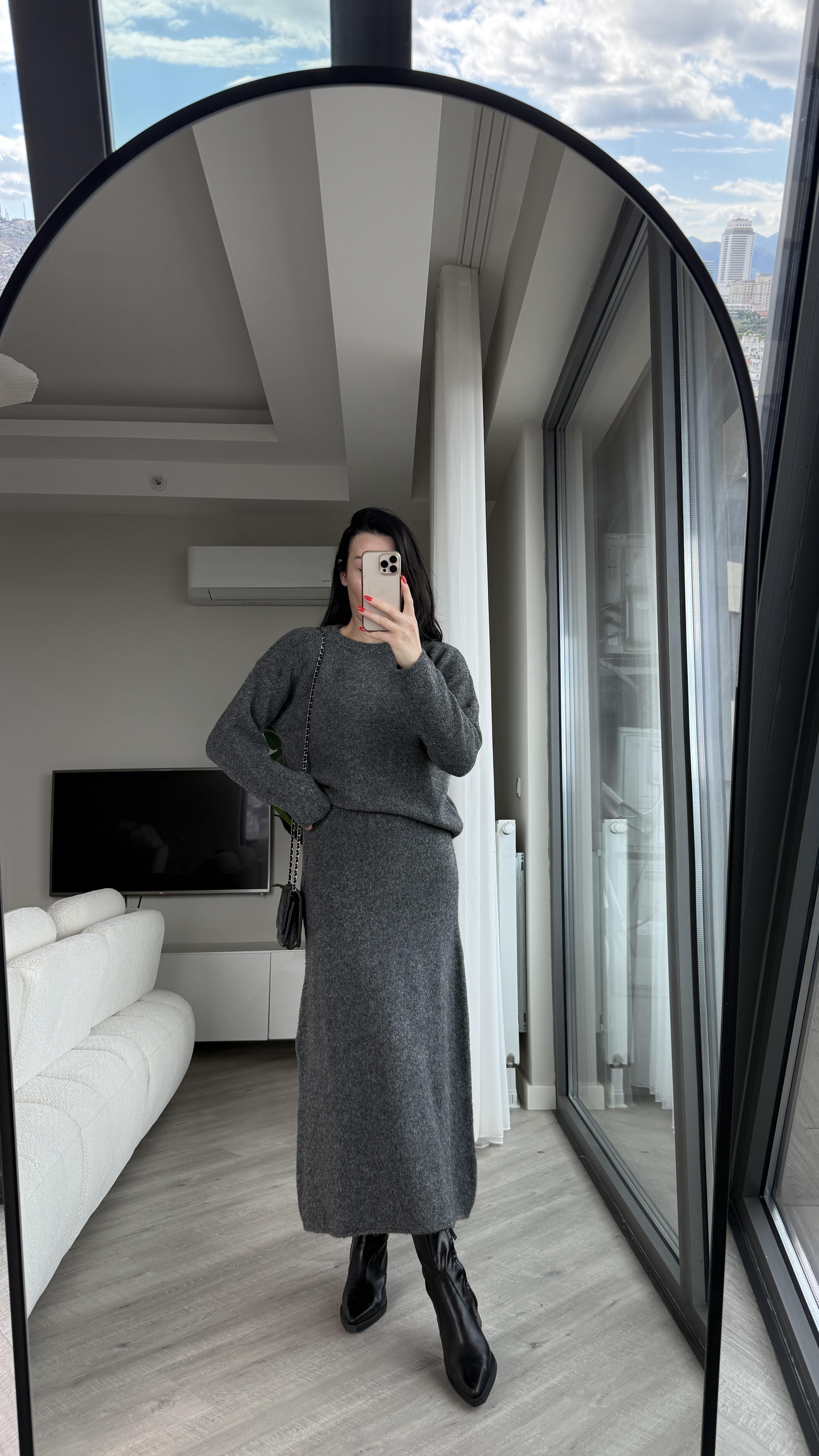 Antrasit Etekli Triko Takım