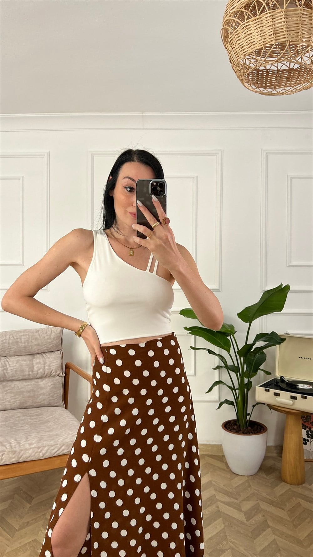 Beyaz Tek Omuz Likralı Body
