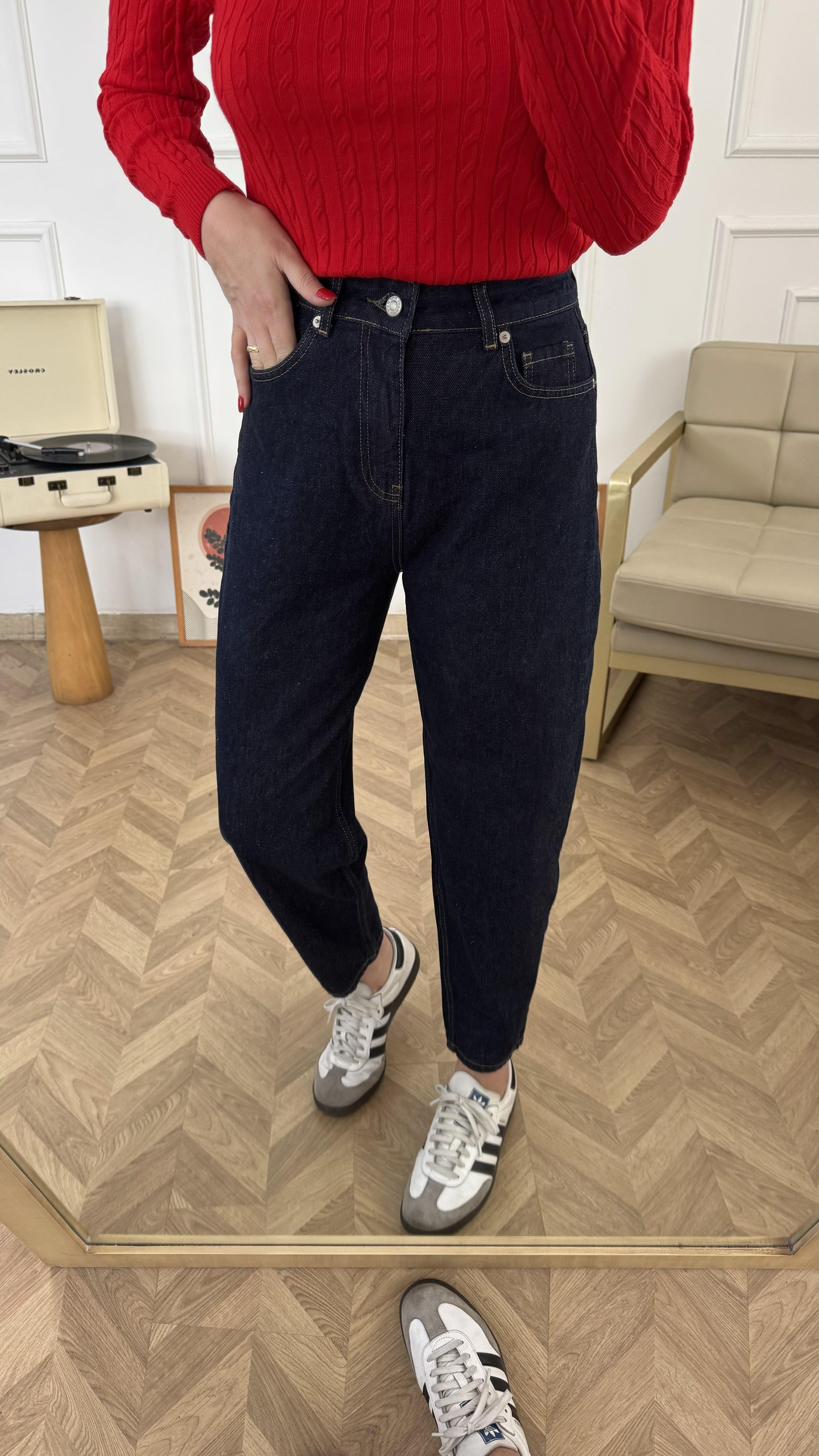 Koyu Lacivert Balon Jean
