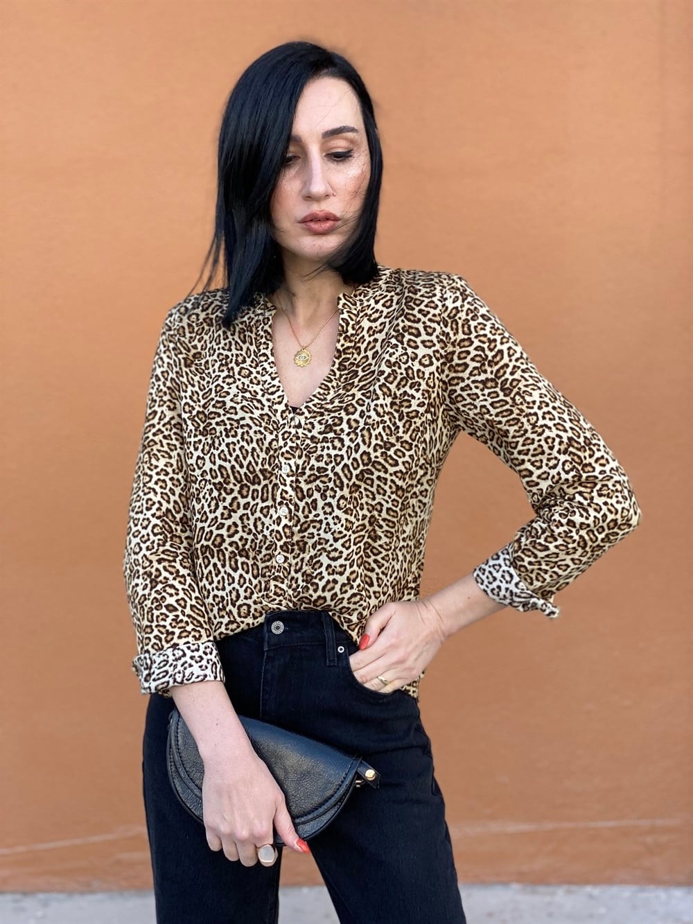 Leopar Desen Gömlek