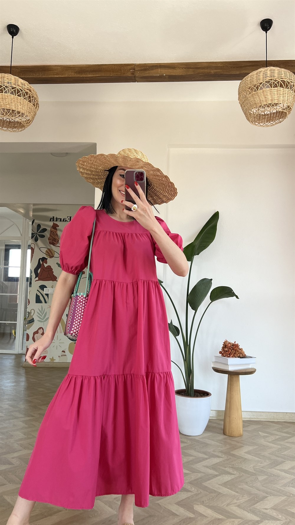 Pembe Poplin Elbise