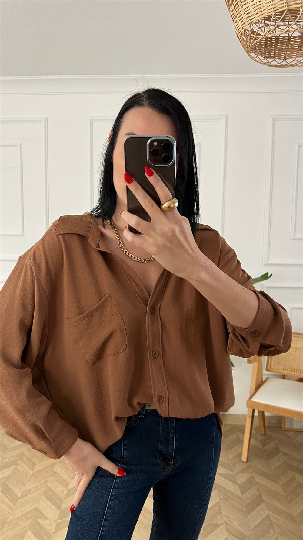 Tek Cepli Oversize Gömlek