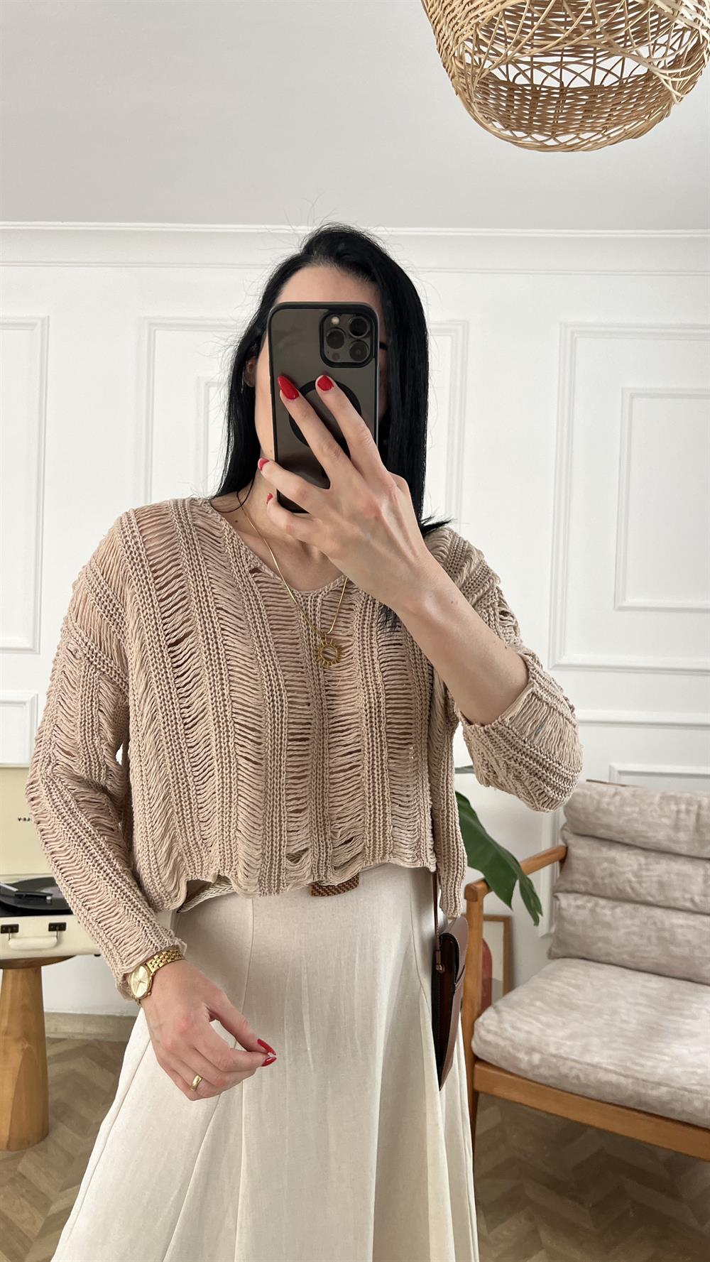 Yırtık Detaylı Triko