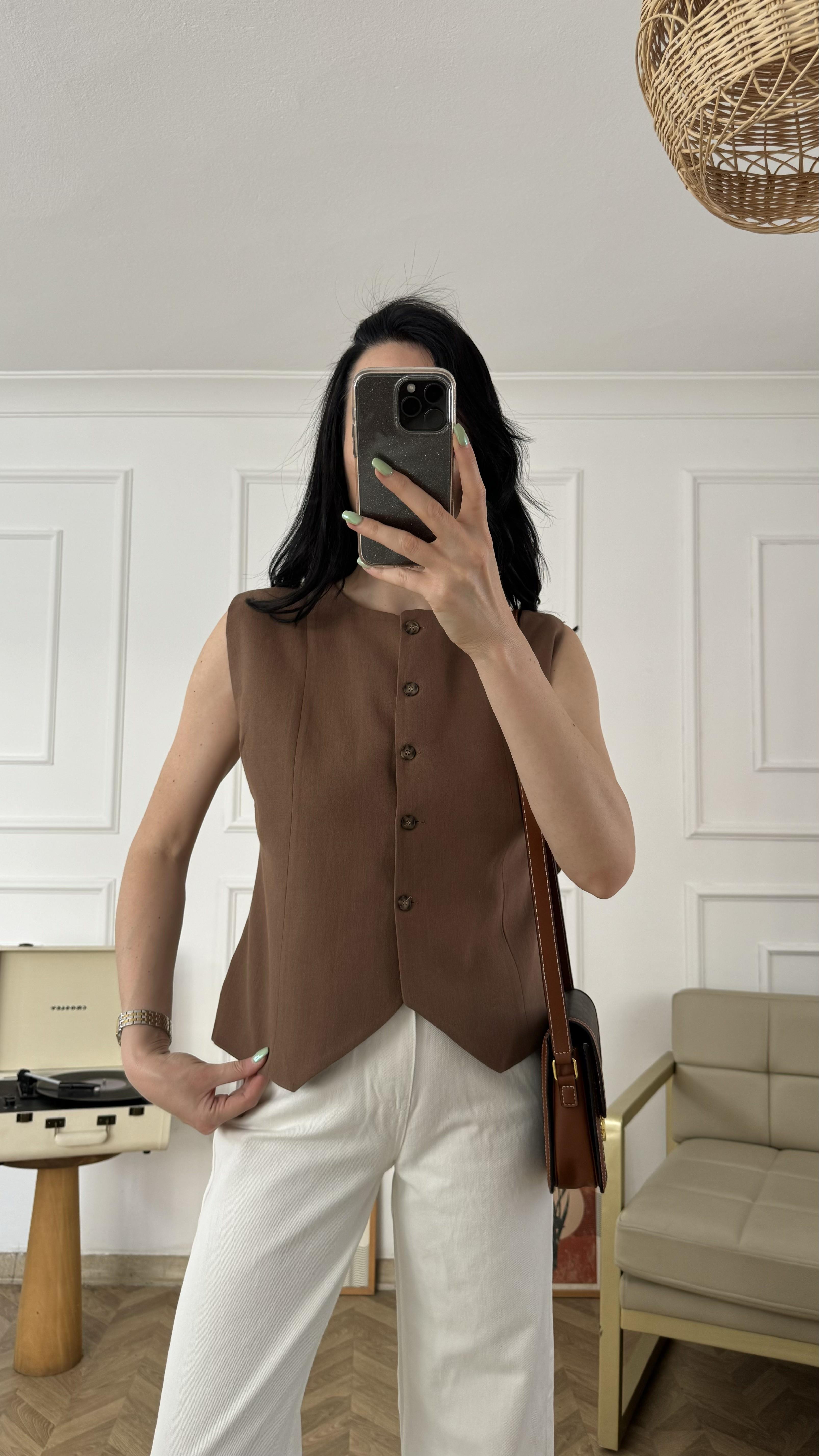 Acı Kahve Astarlı Yelek