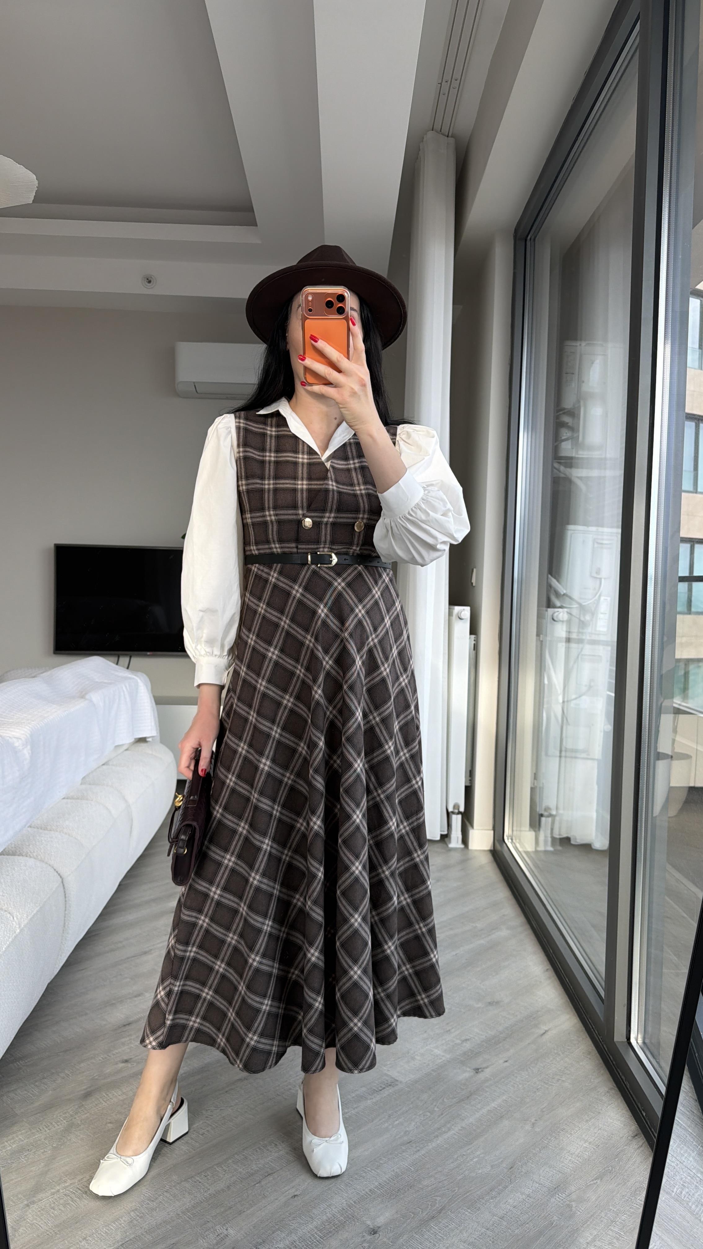Acı Kahve Ekose Desen Jile