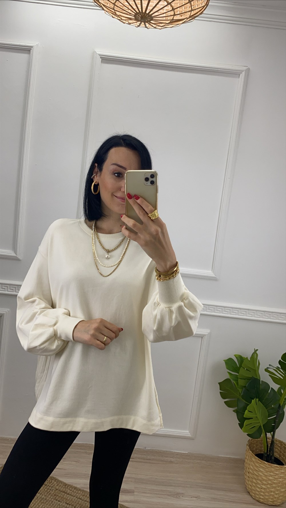 Arkası Pileli Tunik Sweat 